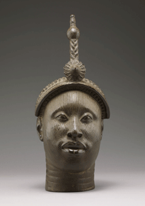 Head called “Olokun”, Olokun Grove, Ife. Probably an early 20th-century copy of the original from 14th-early 15th century, copper alloy.  © Karin L. Willis/Museum for African Art/Nigerian National Commission for Museums and Monuments